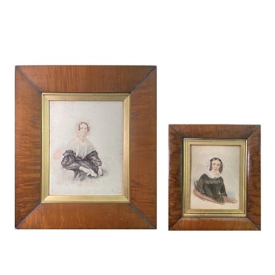 Lot 1567 - A Victorian watercolour portrait of a lady,...