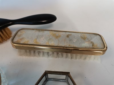 Lot 28 - A Stratton black and gold compact, a dressing...