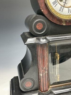 Lot 2933 - A Victorian black slate and red marble mantel...