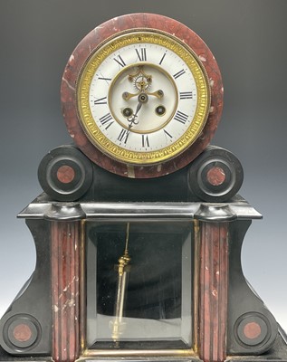 Lot 2933 - A Victorian black slate and red marble mantel...
