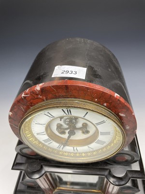 Lot 2933 - A Victorian black slate and red marble mantel...