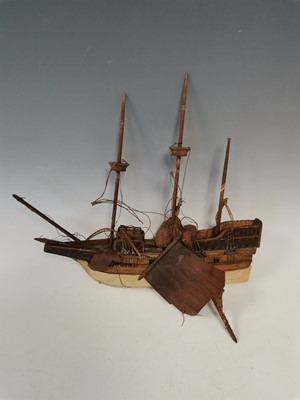 Lot 6 - A vintage wooden model of The Mayflower.
