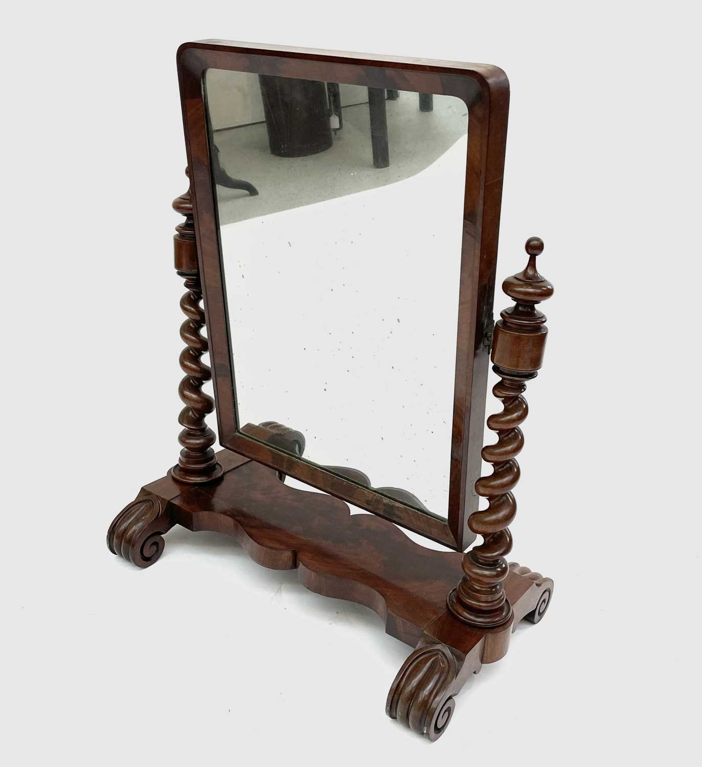 Lot 3262 - A William IV mahogany swing toilet mirror,...