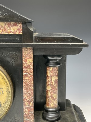 Lot 2934 - A Victorian black slate and marble mantel...