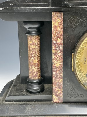 Lot 2934 - A Victorian black slate and marble mantel...