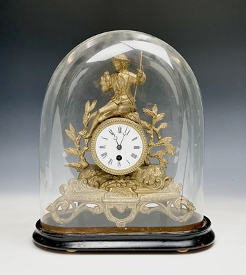 Lot 2942 - A French gilt metal mantel clock, 19th century,...