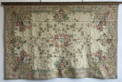 Lot 2839 - An Aubusson-type floral design wall hanging,...