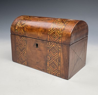 Lot 469 - A Victorian walnut and parquetry inlaid tea...