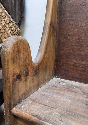 Lot 207 - A pine and elm hall bench, circa 1900, height...