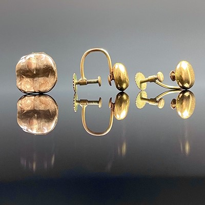 Lot 658 - A pair of 9ct screw earrings, stamped 9ct,...