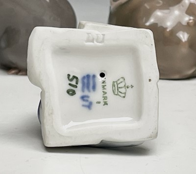 Lot 1146 - Three Royal Copenhagen porcelain mice figures,...