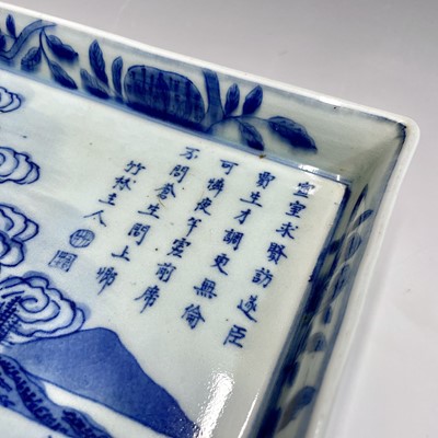 Lot 55 - A Chinese blue and white porcelain square...