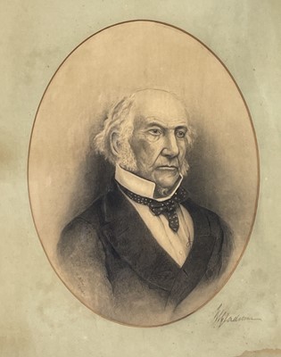 Lot 1434 - W B D A portrait of Gladstone Charcoal, signed...