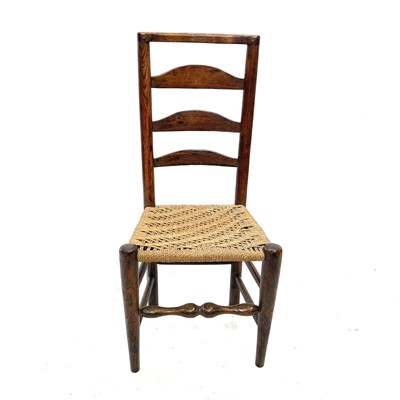 Lot 158 - A 19th century elm ladderback dining chair,...