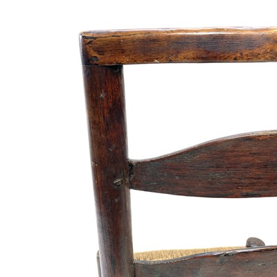 Lot 158 - A 19th century elm ladderback dining chair,...