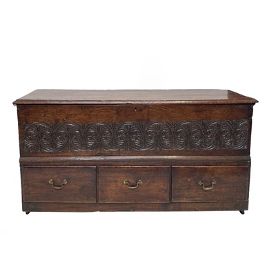 Lot 16 - An oak sword chest, 17th century and later,...