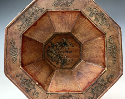 Lot 81 - A Chinese hexagonal softwood bowl, early 20th...