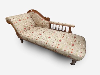 Lot 3039 - A late Victorian walnut frame chaise longue,...