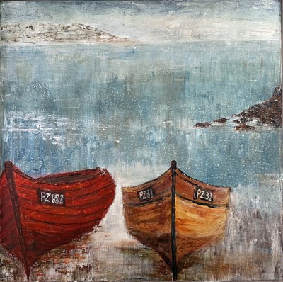 Lot 317 - Penny RUMBLE PZ Boats Oil on canvas Signed to...