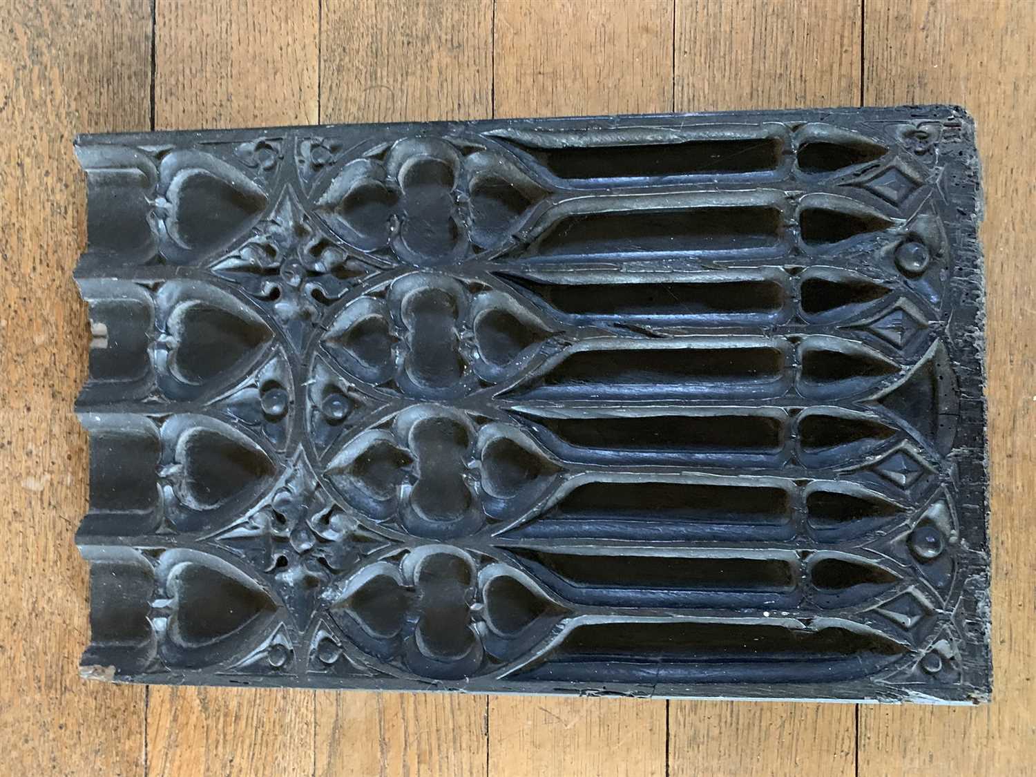 Lot 45 - A Gothic rectangular carved oak panel.