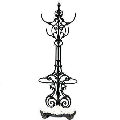 Lot 3049 - A Victorian Coalbrookdale cast iron hall stand,...