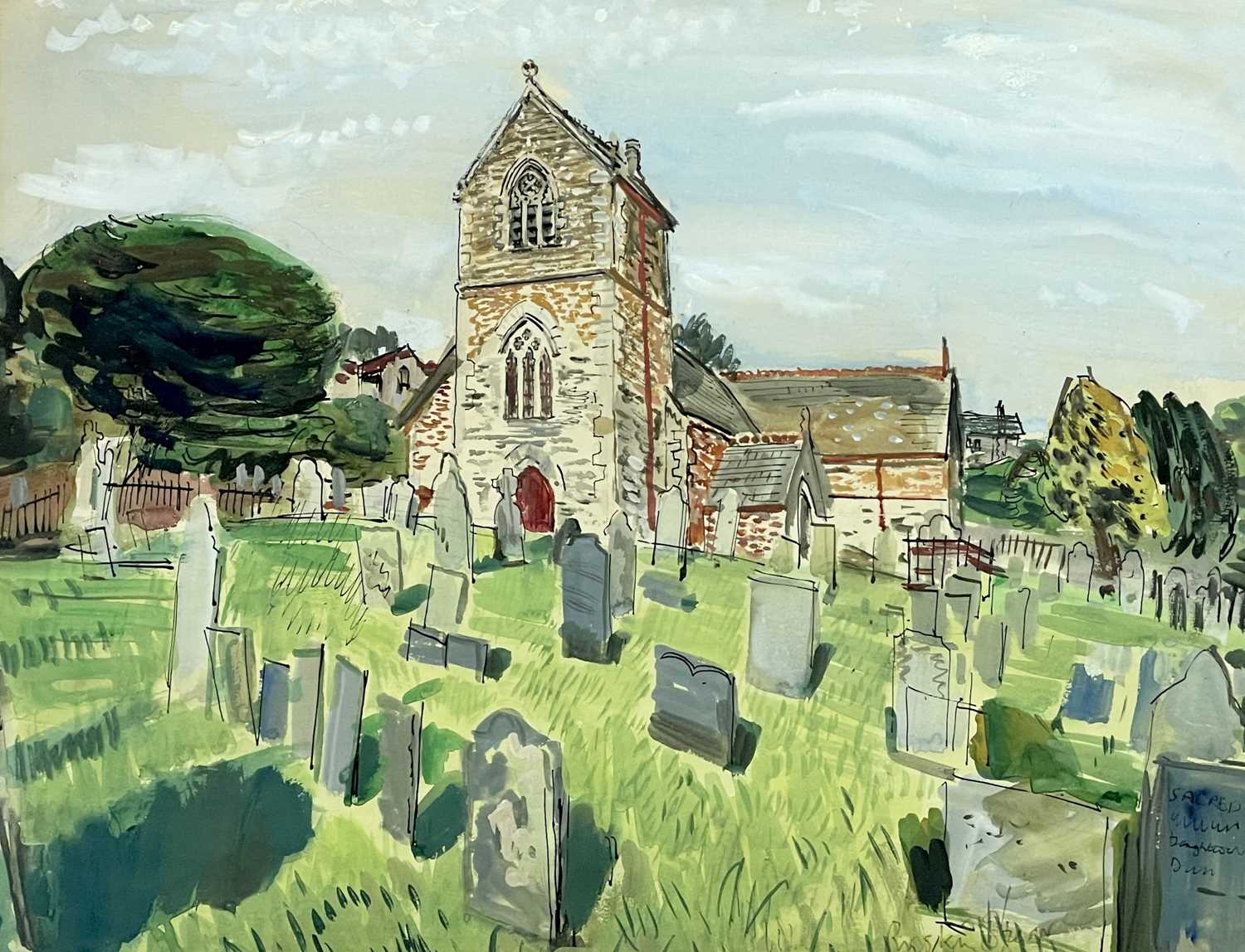 Lot 687 - Ruskin SPEAR (1911-1990) A church yard Gouache...