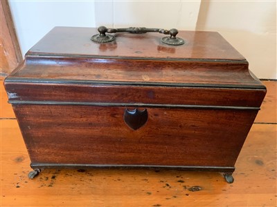 Lot 52 - A George III mahogany tea caddy, with later...