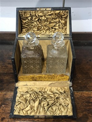 Lot 196 - A Victorian leather covered decanter box,...
