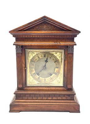 Lot 2934 - A German walnut architectural bracket clock...