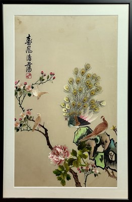 Lot 103 - A Chinese silk embroidered picture, 20th...