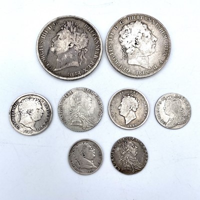 Lot 19 - Great Britain Georgian Silver Coinage (x8). A...