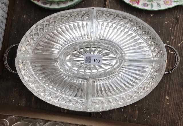 Lot 103 - A silver plated oval tray, with twin handles...