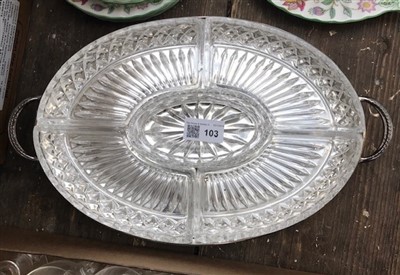 Lot 103 - A silver plated oval tray, with twin handles...