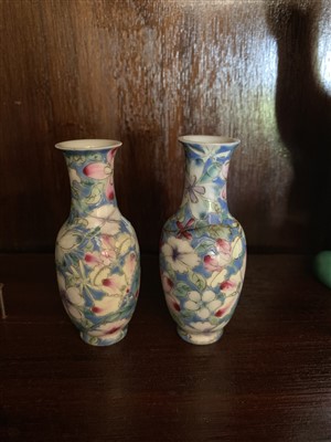 Lot 250 - A pair of miniature Chinese millefleur...