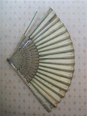 Lot 26 - An 18th century fan with hand painted...