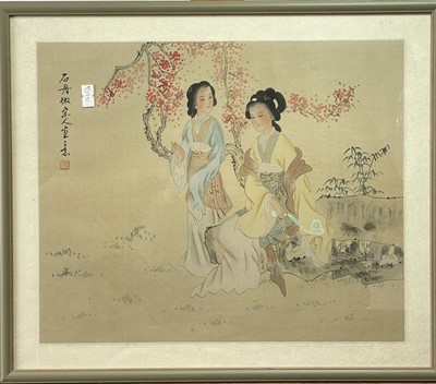 Lot 93 - Four Chinese watercolours on silk, 20th...