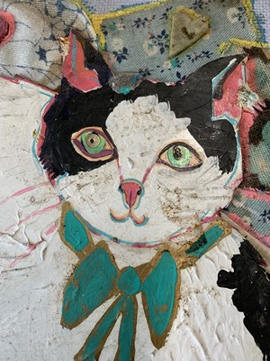 Lot 255 - PONCKLE (XX) Black and white cat Mixed media...