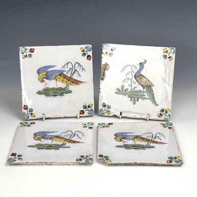 Lot 833 - Four good Liverpool polychrome Delft tiles,...