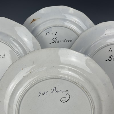Lot 890 - Four transfer printed pottery trial piece...