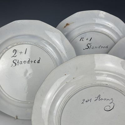 Lot 890 - Four transfer printed pottery trial piece...
