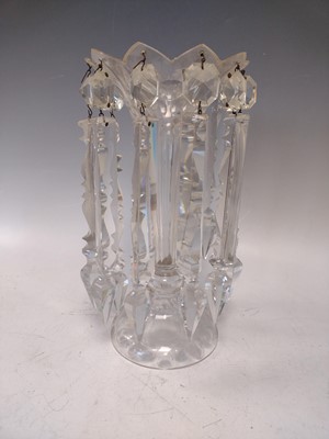 Lot 11 - A Victorian cut glass lustre candlestick, on...
