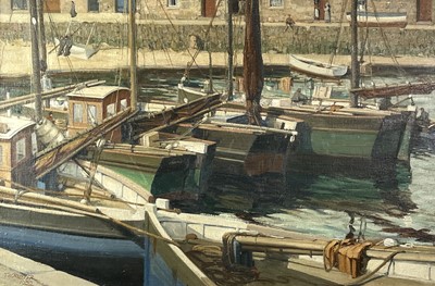 Lot 735 - Thomas William RUTTER (XX) A busy harbour Oil...