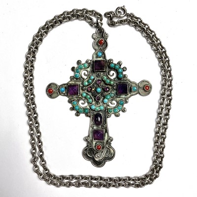 Lot 791 - A Morales Mexican 925 stone set pendant cross,...