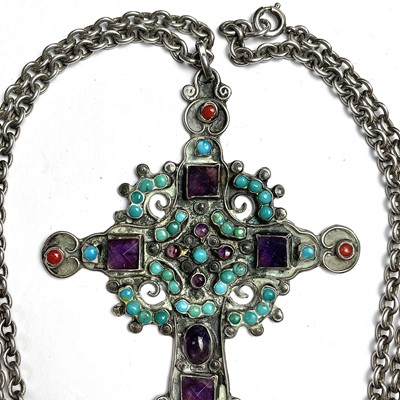 Lot 791 - A Morales Mexican 925 stone set pendant cross,...