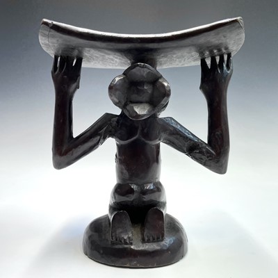 Lot 100 - An African Luba, wood carved female caryatid...