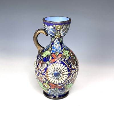 Lot 882 - A 19th century blue glass enamelled bottle...