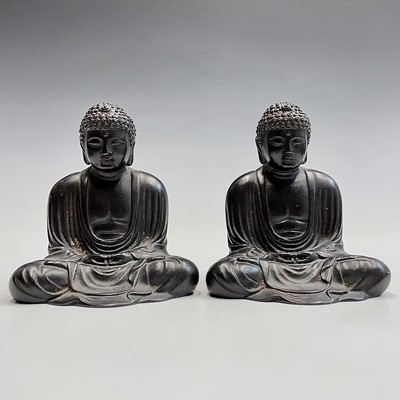 Lot 125 - A pair of Chinese bronze buddhas, 20th century,...