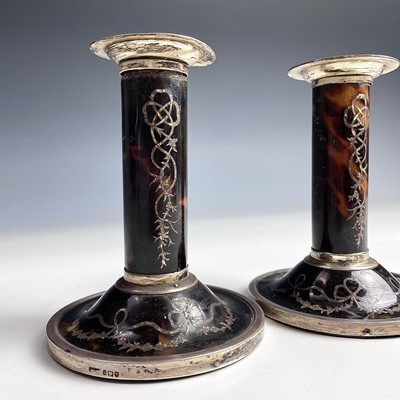 Lot 21 - A pair of George V silver and tortoiseshell...