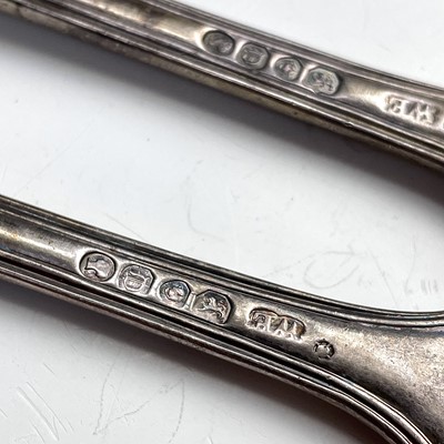 Lot 29 - A pair of Victorian silver fiddle and thread...