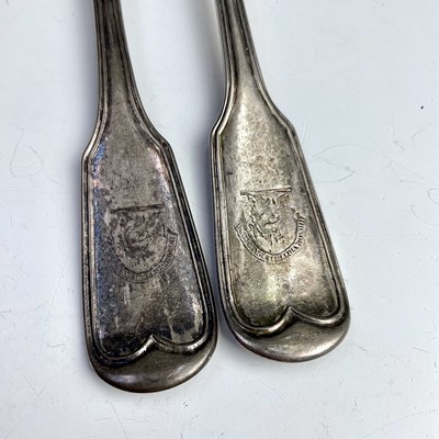 Lot 30 - A pair of Victorian silver fiddle and thread...